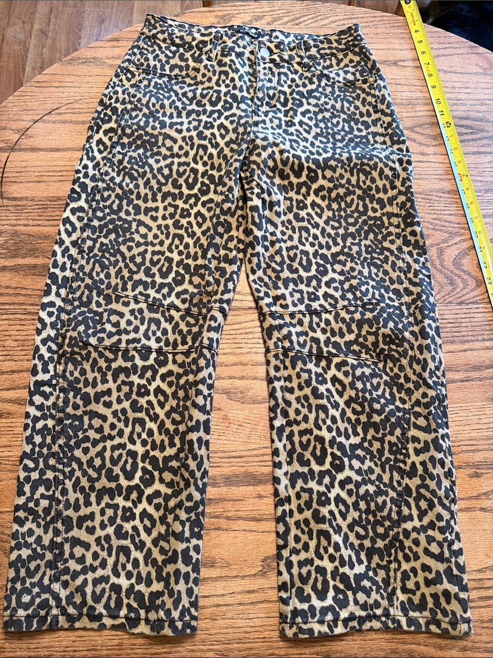 Wide Leg Barrel Leopard Print Pants in Tan and Black
